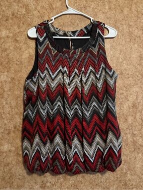 AGB Red and Black Chevron Sleeveless Tank Top